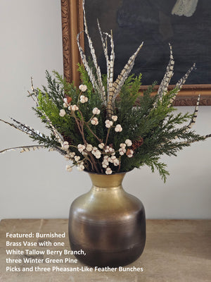 The Burnished Brass Style Metal Vase adds antique style to any tabletop. It features a burnished brass look, giving it a timelessly aged feel. Crafted from lead-free metal, this vase is perfect for decorating any living space. Spot clean only for easy maintenance. 6.5"Dia x 8.5"H 