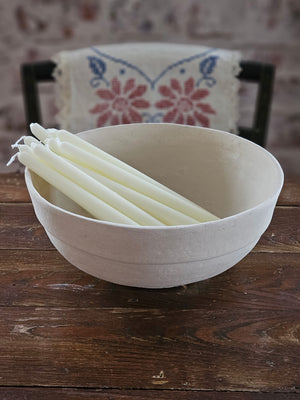 White Farmhouse Paper Mache Bowl Set