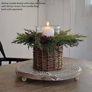 Willow Candle Basket with Glass Jar