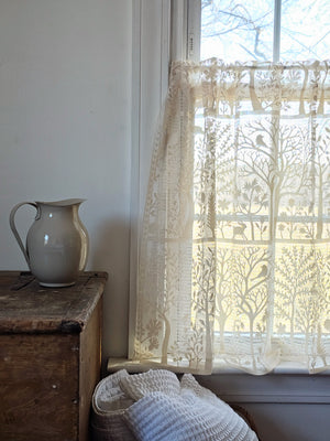 Woodland Antique White Lace Tier Curtain