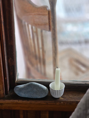 Aged White Candle Cup Taper Candle Holder