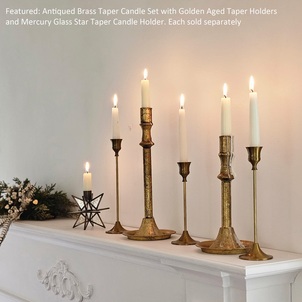 Moravian Star Taper Candle Holder, Brass