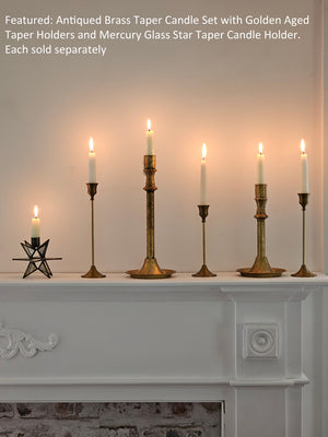 Golden Aged Taper Candle Holders