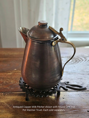 Antiqued Copper Milk Pitcher with Brass Handle