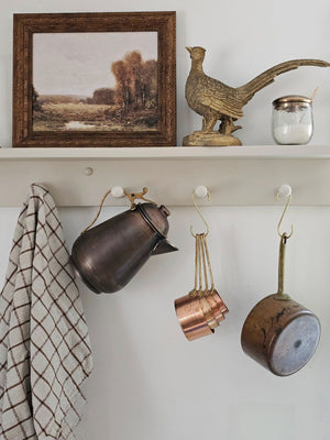 Antiqued Copper Milk Pitcher with Brass Handle