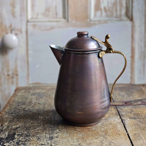 Antiqued Copper Milk Pitcher with Brass Handle