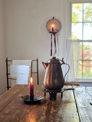 Antiqued Copper Milk Pitcher with Brass Handle