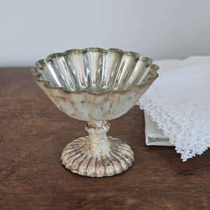Distressed Mercury Glass Style Pedestal Bowl