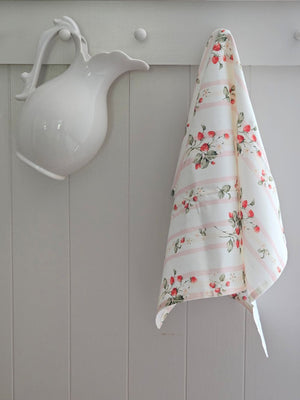 Bespoke Strawberries and Stripes Tea Towel