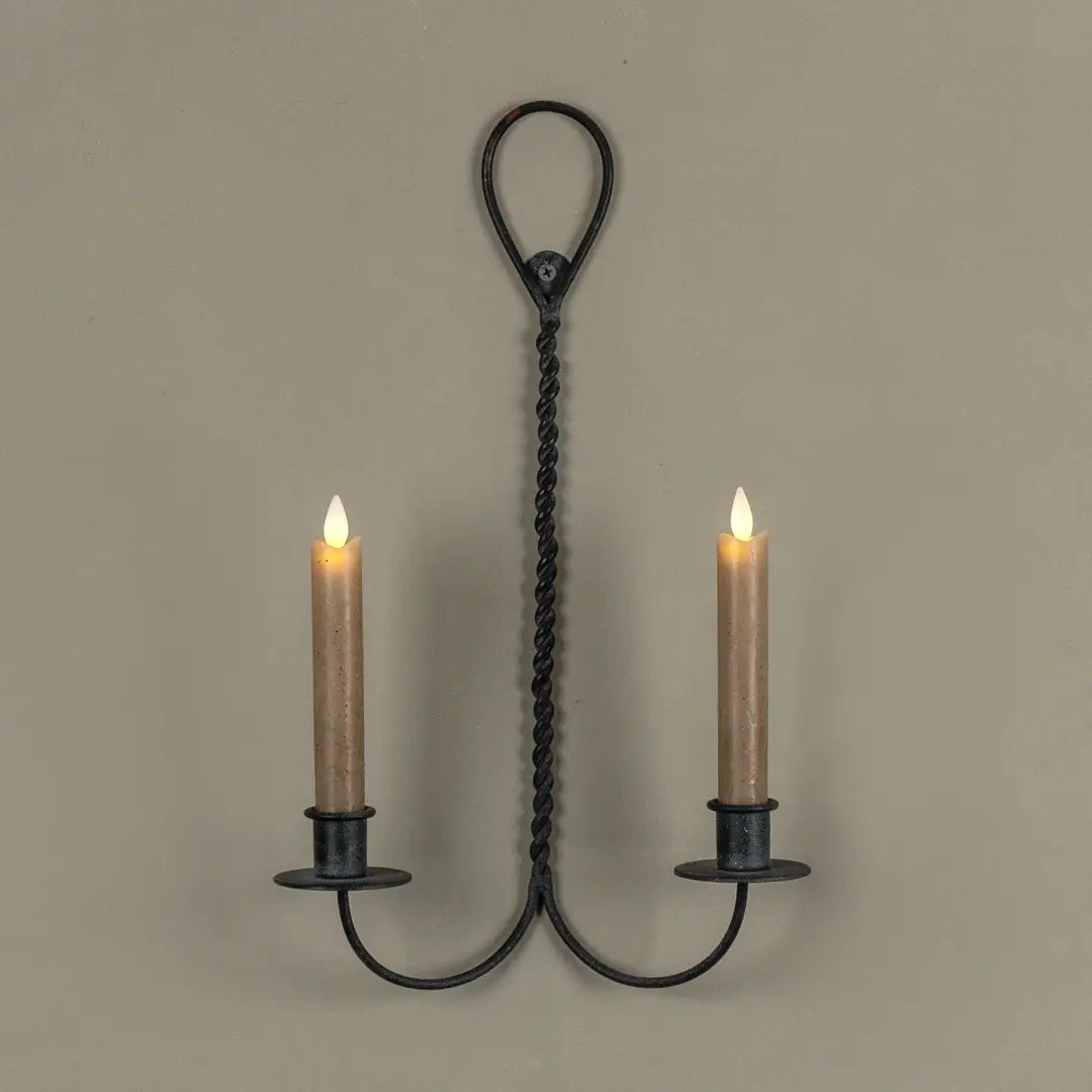 Blacksmith Double Taper Candle Sconce with Twist Design