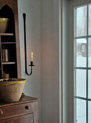 Blacksmith Long Iron Taper Candle Sconce