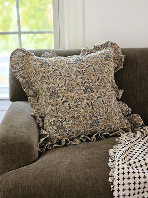 The Rustic Linen Block Print and Ruffles Pillow Cover brings texture and comfort together for sophisticated, old-world style. Made from breathable, high-quality linen with a rustic texture and natural feel that pairs beautifully with both modern and rustic interiors.

Every cover is carefully printed by hand, giving each piece its own subtle character and artisan detail.