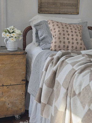 Knit Beige and Cream Throw 