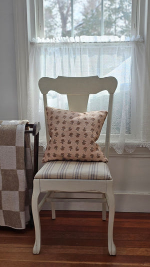 Block Print Pillow with Mustard Flowers