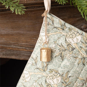 Elevate your holiday decor with timeless elegance through our Block Print Stockings with Bell, Set of Three. Each quilted stocking showcases a distinct block print design that harmonizes beautifully when displayed together, creating a curated, gallery-like aesthetic. Delicate golden bells adorning the hanging loops add a refined finishing touch.