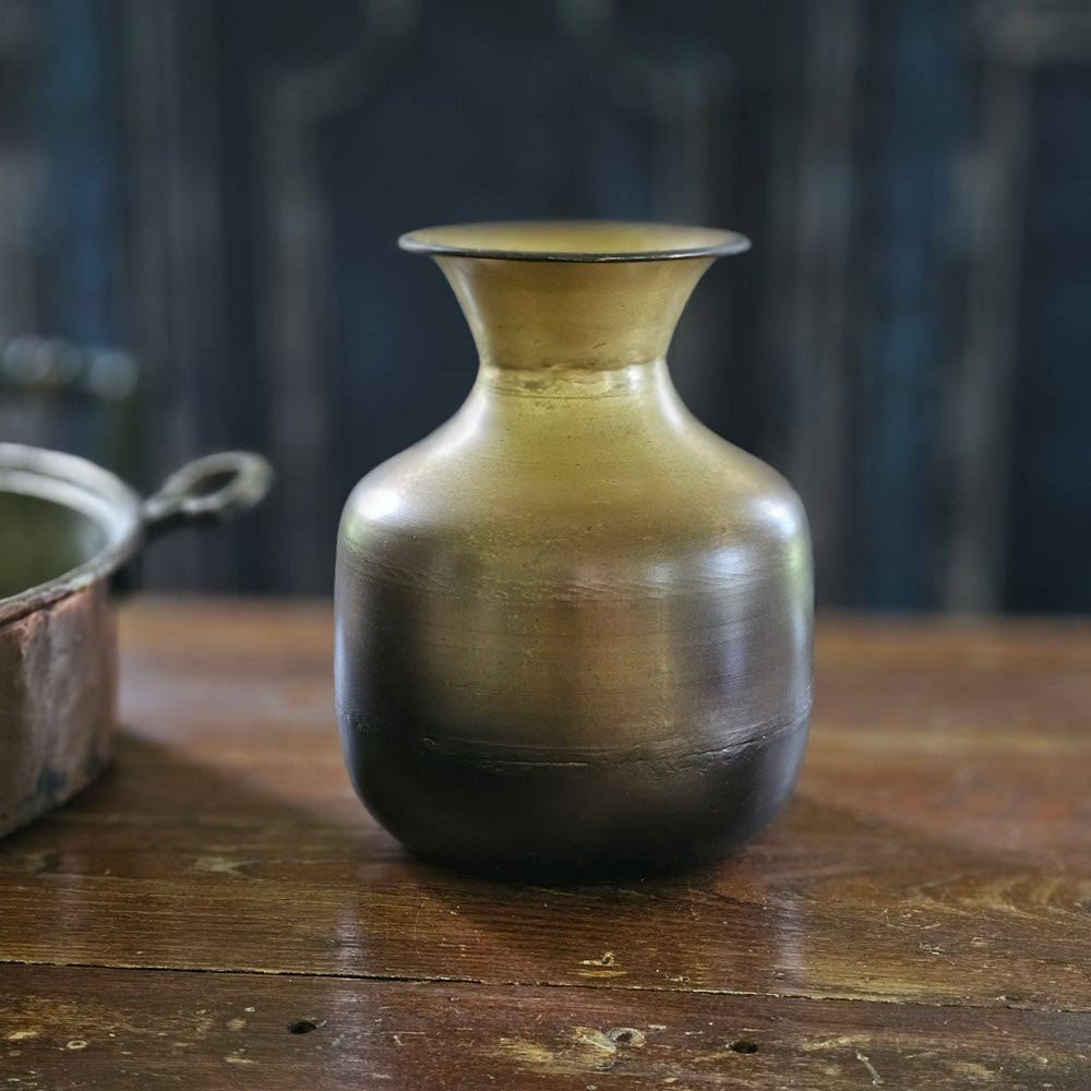 Burnished Brass Style Metal Vase - Farmhouse Wares