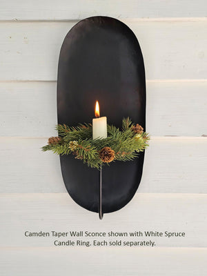 White Spruce Candle Ring with Camden Taper Candle Holder, Christmas Decor, Winter Evergreen Decor, Pine Cone and Evergreens, Christmas Candle Ring, Cabin decor