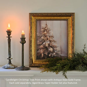 Celebrate this magical season with our Candlelight Christmas Tree Art Print.&nbsp; This print is a vintage reproduction print that lends an antique charm to any room.&nbsp; It is printed on high quality card stock with archival ink. Original art has been digitally retouched to preserve characteristics, grain and cracks. Image size: 8"L x 10"H. Frame not included.