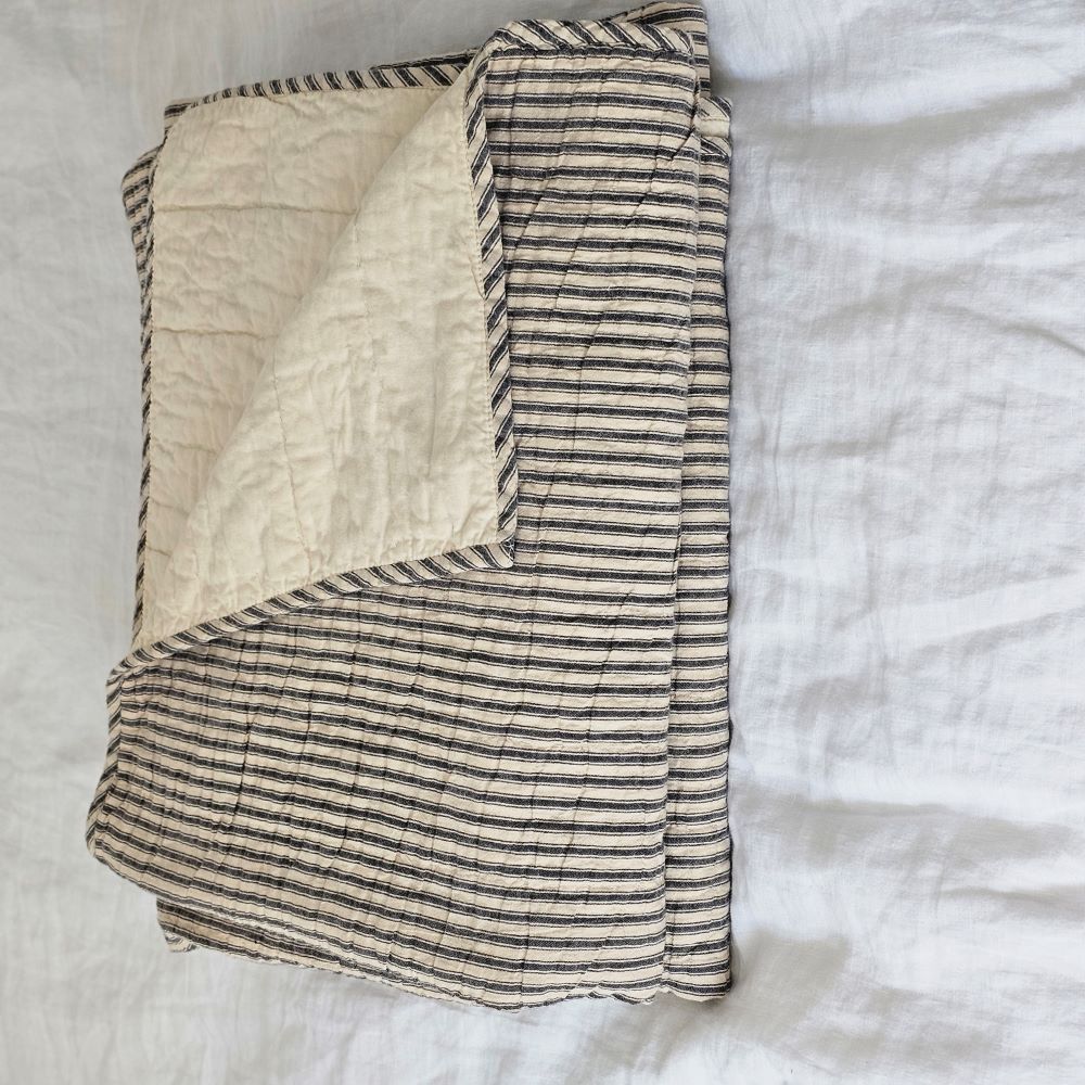 Charcoal Ticking Stripe Quilt Farmhouse Wares