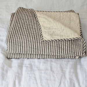 Charcoal Ticking Stripe Quilt