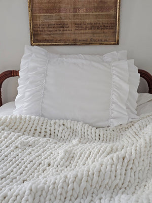 Cloud White Double Ruffle Pillowcase Set