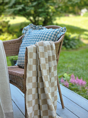 This Cottage Blue Gingham and Ruffles Pillow will bring a touch of English cottage style to any room. Featuring a classic country gingham pattern with sweet ruffled edges and an easy-to-remove zipper closure, it adds instant charm and sophistication. Spot clean only. 100% cotton cover with Polyester insert. 
