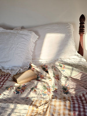Cottage Rose Patchwork Quilt Throw