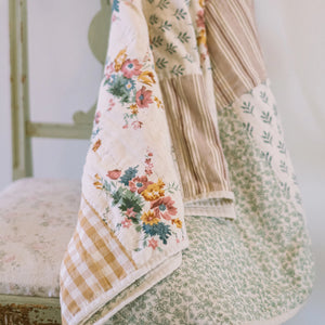 Cottage Rose Patchwork Quilt Throw