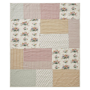 Cottage Rose Patchwork Quilt Throw