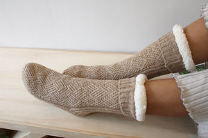 Cozy Knit and Fleece Lined Slipper Socks