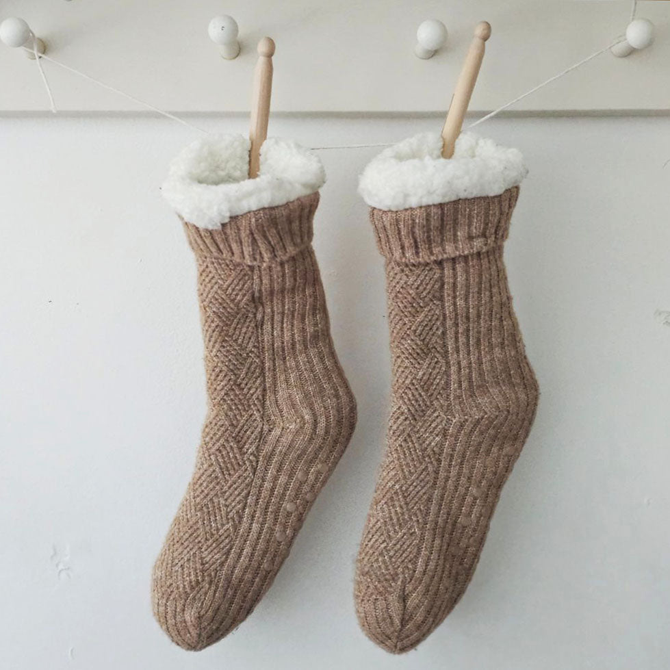 Cozy Knit and Fleece Lined Slipper Socks