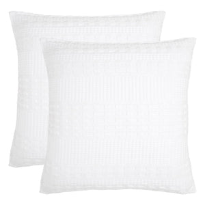 Crisp White Waffle Weave Pillow Covers, Set of Two
