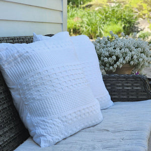 Crisp White Waffle Weave Pillow Covers, Set of Two