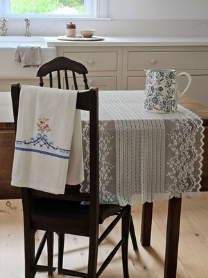Cross Stitch Embroidered Cottage Tea Towel