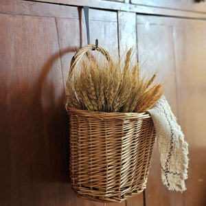 Cupboard Door Hook with Country Wicker Mail Basket