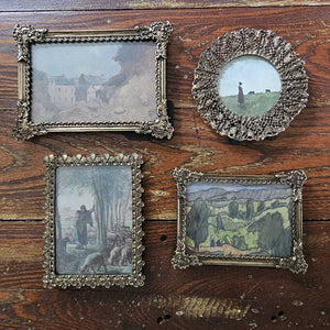 Curated Old World Frame with Prints Set, Landscape Art, Vintage Art, Vintage Style Frames, Ornate Metal Frames, Wall Decor, Art Collection for Walls