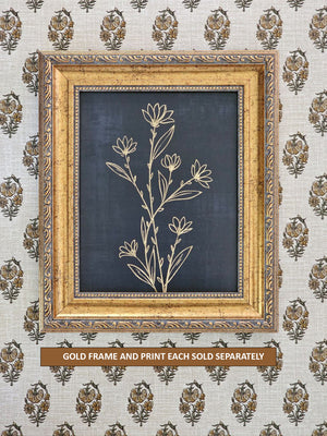 Gold Flower with Dark Navy Backround Art Print