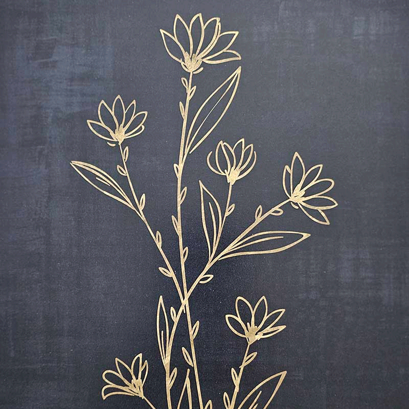 Gold Flower with Dark Navy Backround Art Print