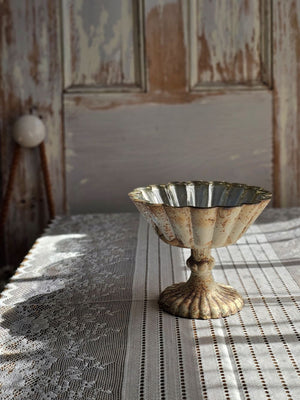 Distressed Mercury Glass Style Pedestal Bowl
