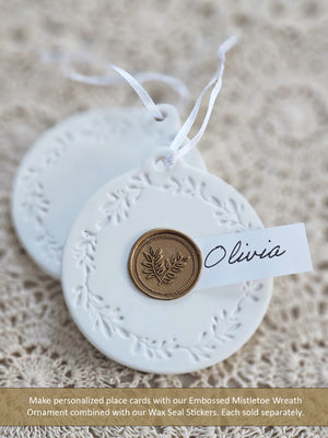 Embossed Mistletoe Wreath Ornament, Set of Three