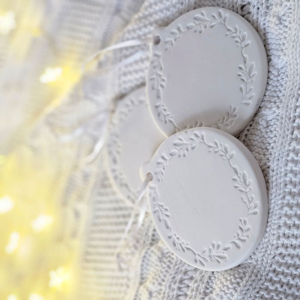 Embossed Mistletoe Wreath Ornament, Set of Three