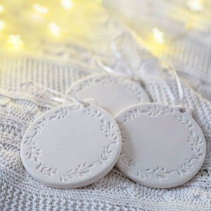 Embossed Mistletoe Wreath Ornament, Set of Three