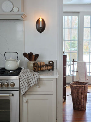 Enamel Kettle in Ivory with Black Handle
