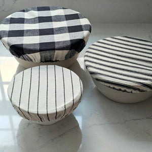 Fabric Bowl Covers, Gingham and Ticking