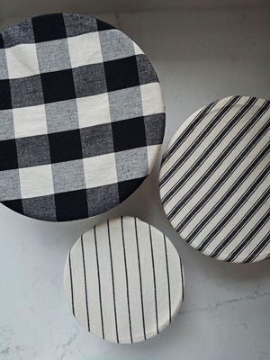 Fabric Bowl Covers, Gingham and Ticking