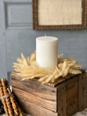 Feathery Wheat Wreath and Candle Ring