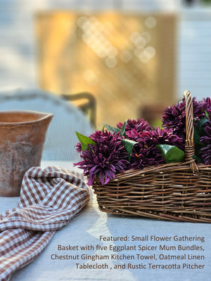 This Willow Flower Gathering Basket Set adds a bit romance and style to the art of gardening and flower collecting. These low profile baskets are also perfect for picnics or keeping your home organized. The ageless beauty of natural fibers are woven together to make these functional, yet beautiful rectangle-shaped wicker baskets ready to be your workhorse. Create stunning farm table centerpieces by adding your favorite flowers. English cottage style with functionality at its best.
