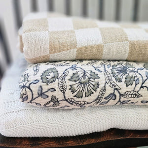 Foggy Meadow Block Print Style Throw Blanket