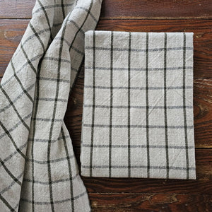 Forest Green and Flax Check Kitchen Towel Set
