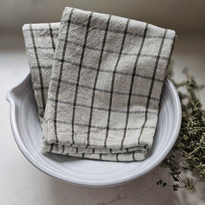 Forest Green and Flax Check Kitchen Towel Set